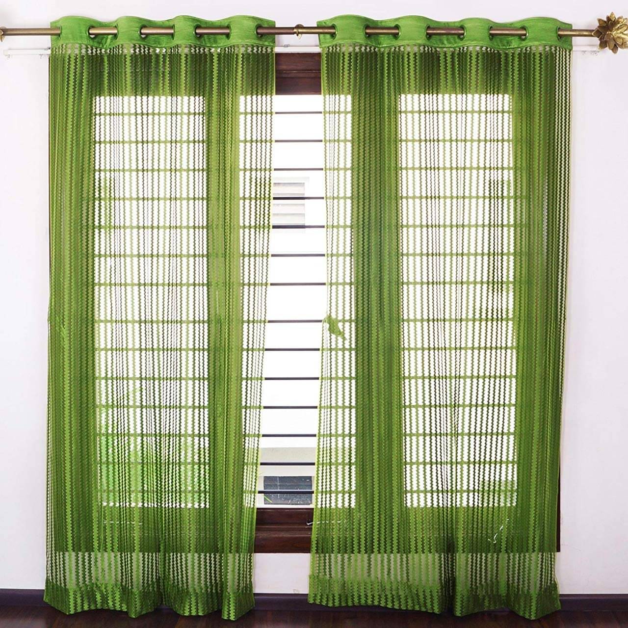     			Sai Arpan Solid Transparent Eyelet Curtain 7 ft ( Pack of 2 ) - Multicolor