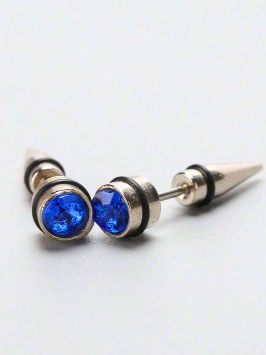     			Style Wind Blue Bullet Stainless Steel Stud Earring
