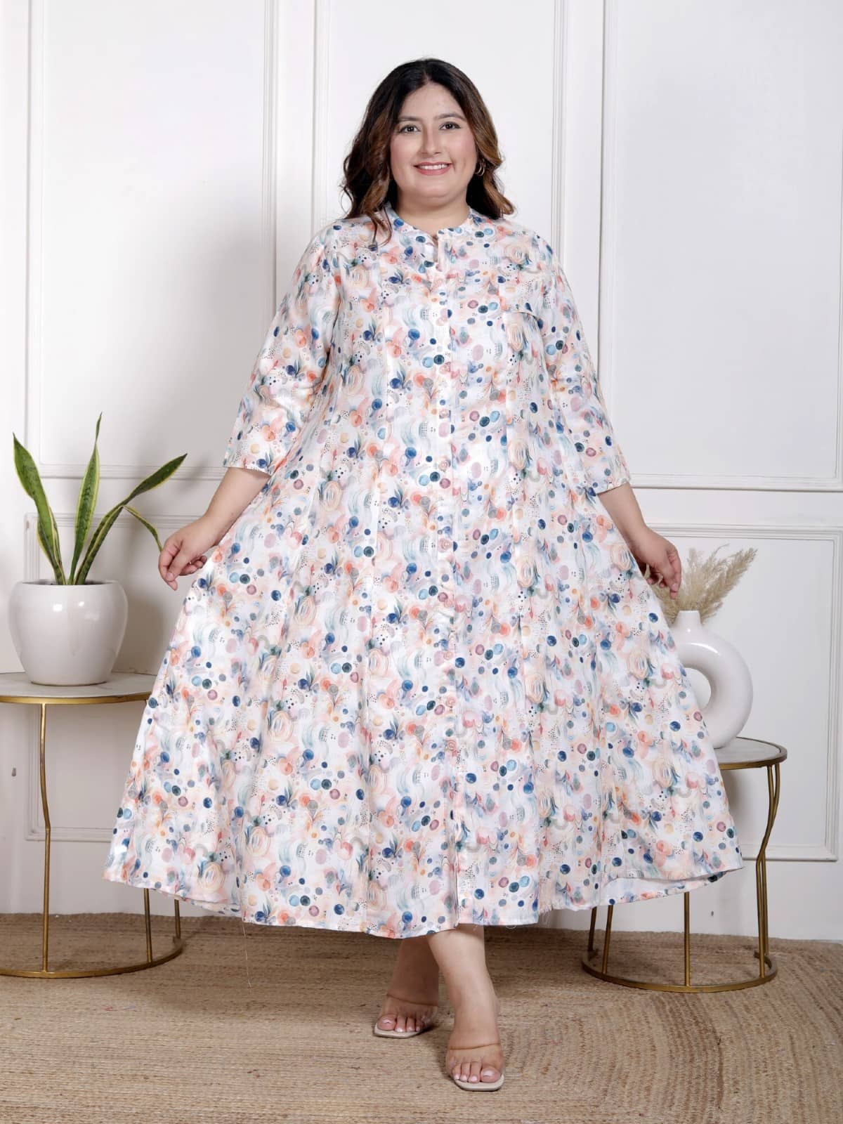 Swasti Women Cotton Blend Printed Flared Kurti ( White ) - Kurtis, Tunics | Buy online on ZillyBuy