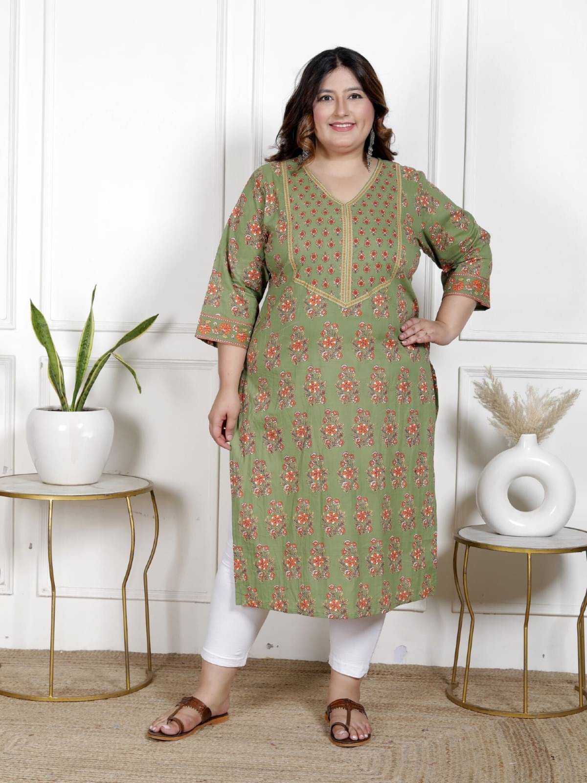     			Swasti Women Cotton Printed Straight Kurti ( Green )