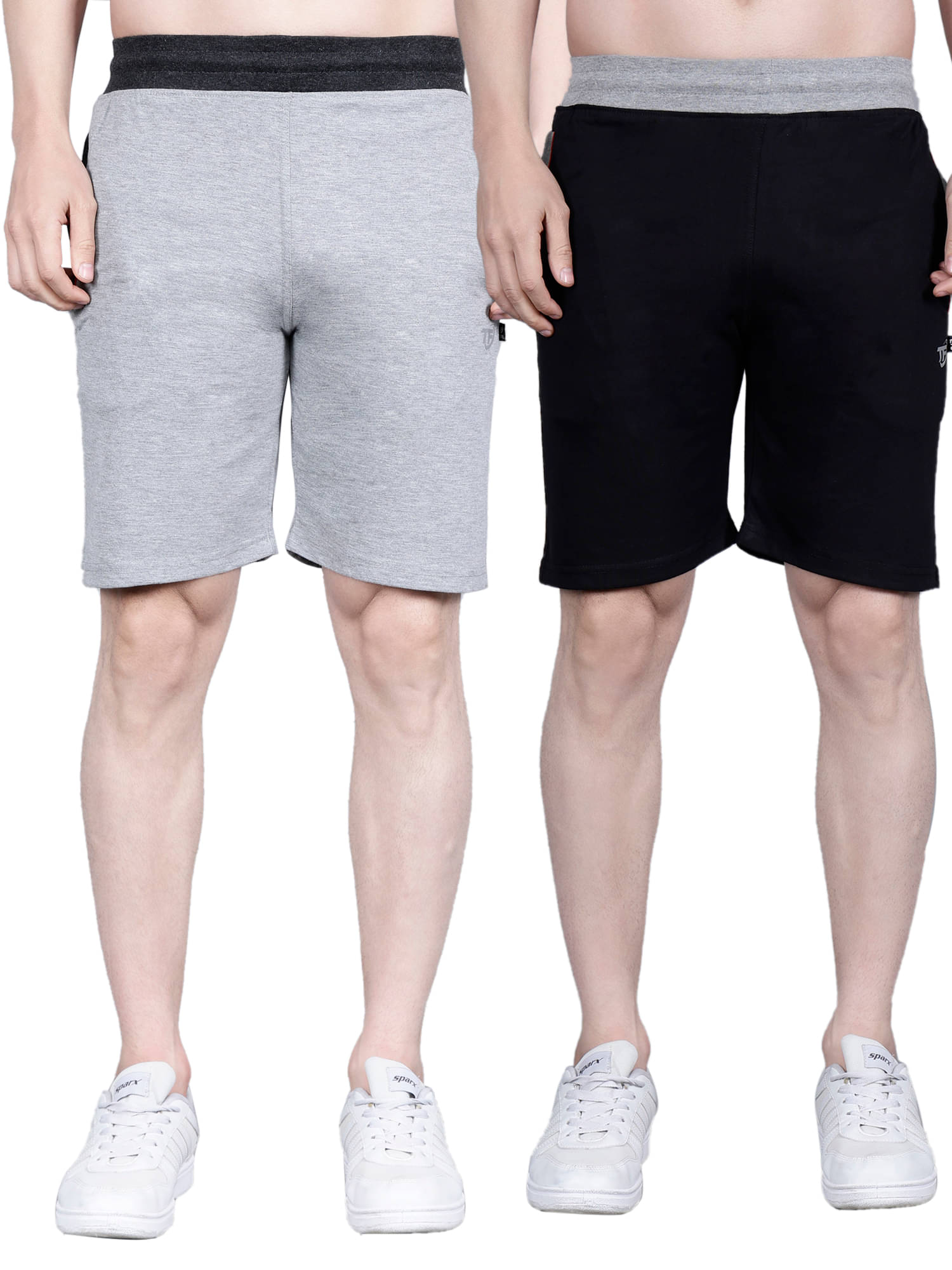 Texfro Black,Light Grey Cotton Men's Shorts ( Pack of 2 ) Texfro Black,Light Grey Cotton Men's Shorts ( Pack of 2 )