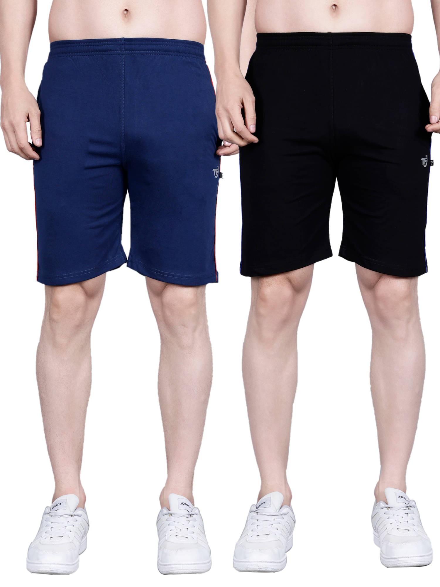     			Texfro Blue,Black Cotton Men's Shorts ( Pack of 2 )
