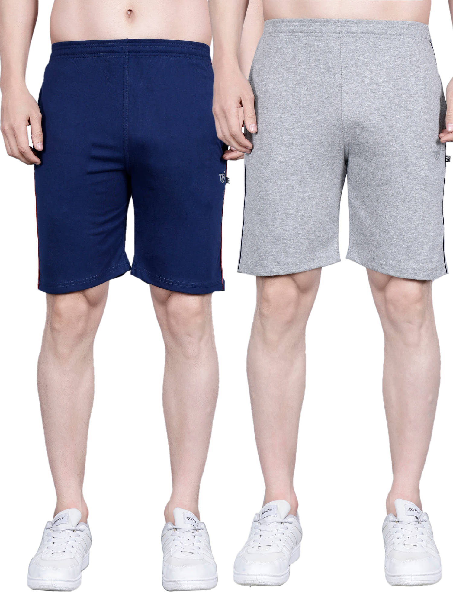     			Texfro Blue,Light Grey Cotton Men's Shorts ( Pack of 2 )