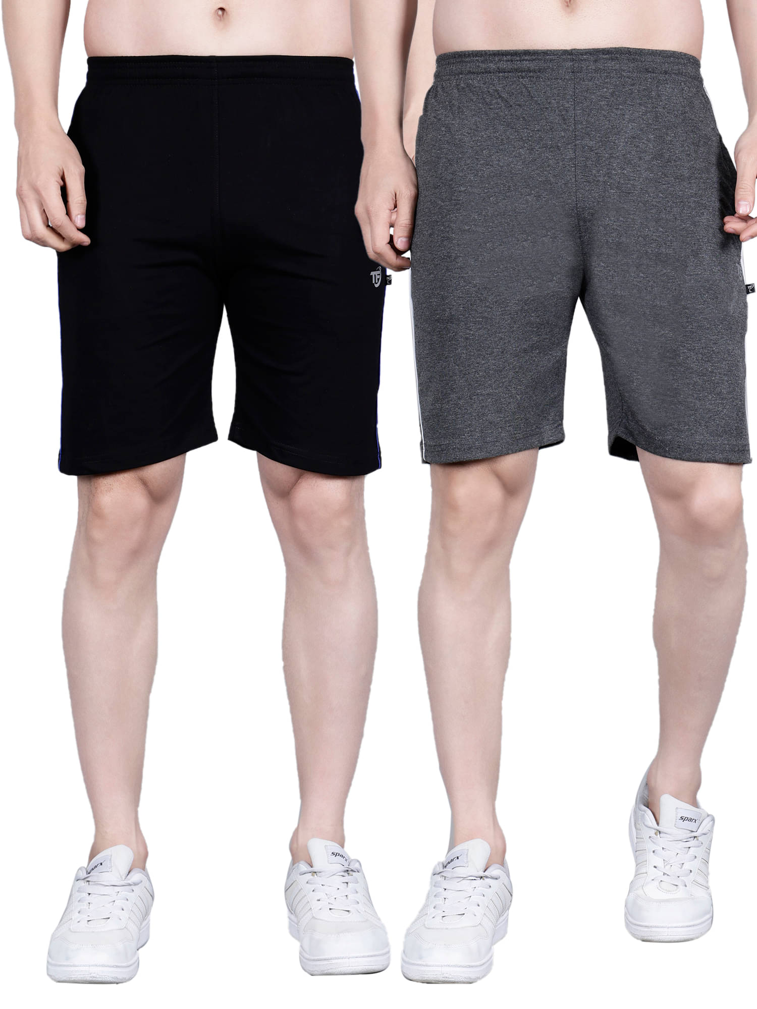     			Texfro Dark Grey,Black Cotton Men's Shorts ( Pack of 2 )
