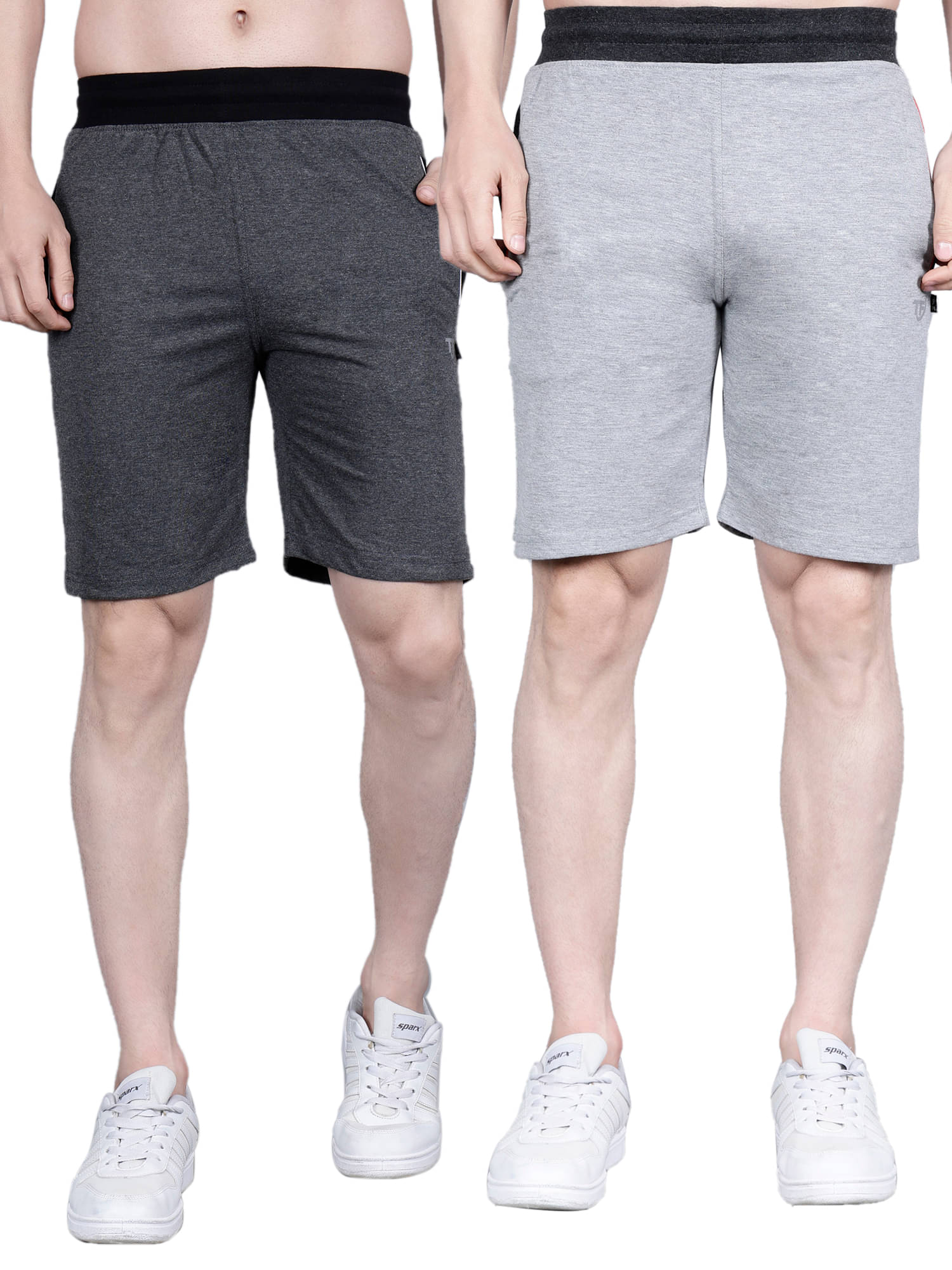 Texfro Dark Grey,Light Grey Cotton Men's Shorts ( Pack of 2 ) Texfro Dark Grey,Light Grey Cotton Men's Shorts ( Pack of 2 )