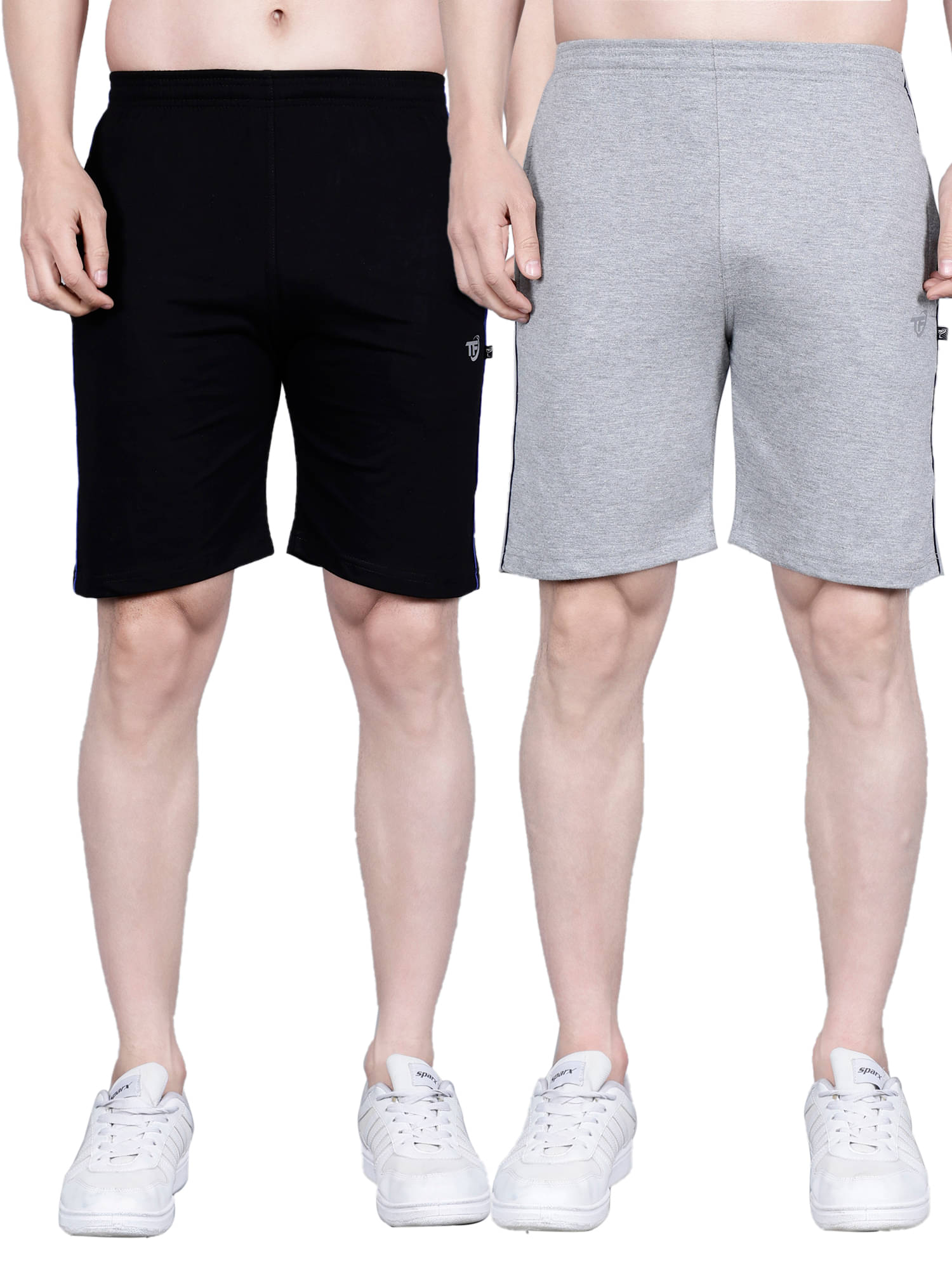     			Texfro Light Grey,Black Cotton Men's Shorts ( Pack of 2 )