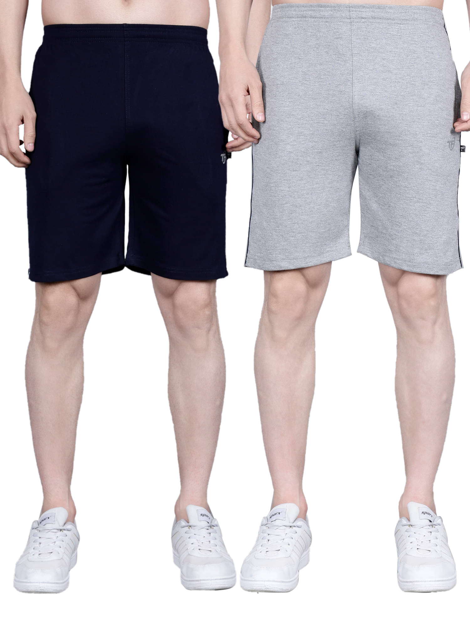 Texfro Navy Blue,Light Grey Cotton Men's Shorts ( Pack of 2 )     			Texfro Navy Blue,Light Grey Cotton Men's Shorts ( Pack of 2 )