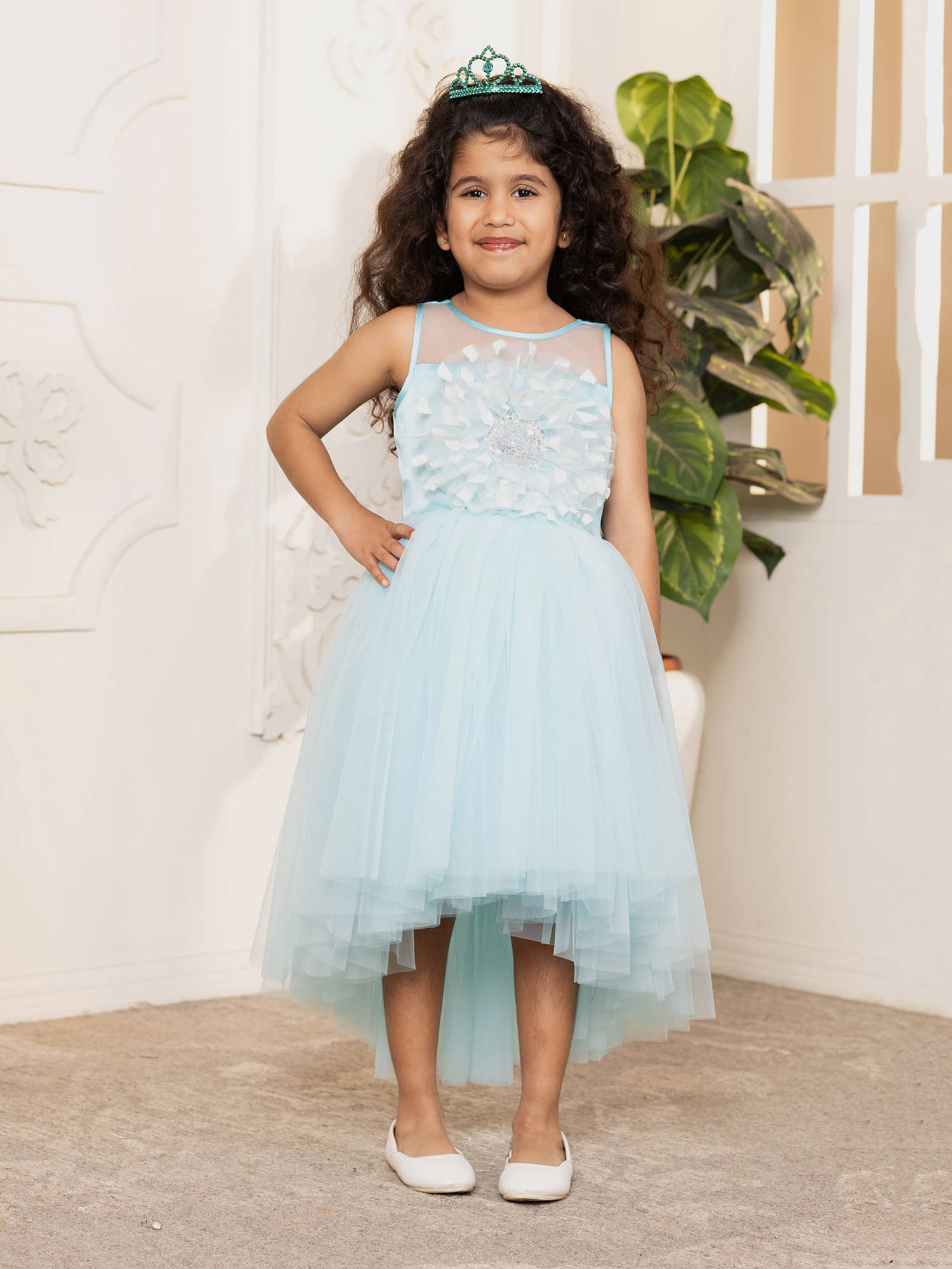     			Toy Balloon Kids Net Dress For Girls ( Pack of 1 , Sky Blue )