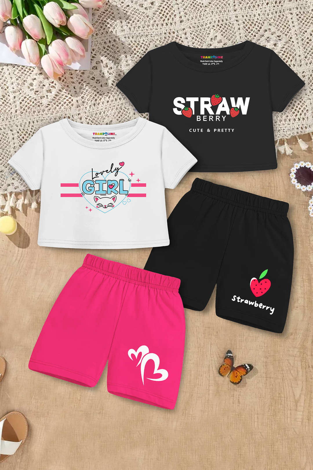     			Trampoline Pack of 2 Girls Cotton Blend T-shirt & Shorts ( Multicolor )