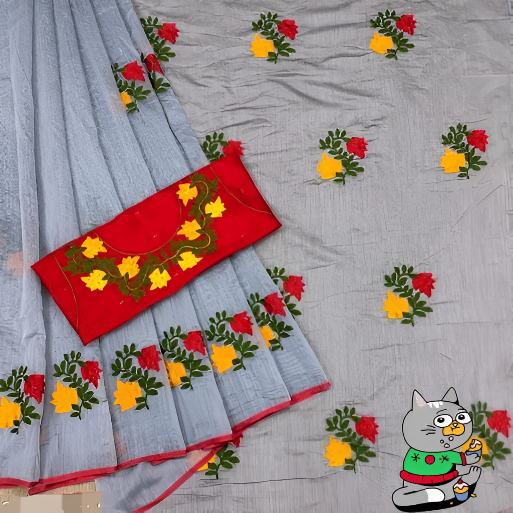 V FANCY Chanderi Solid Saree With Stitched Blouse ( Grey ) V FANCY Chanderi Solid Saree With Stitched Blouse ( Grey )