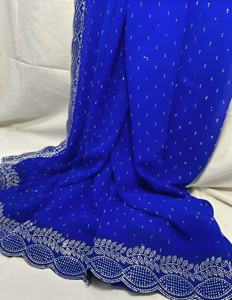 V FANCY Georgette Solid Saree With Stitched Blouse ( Blue ) V FANCY Georgette Solid Saree With Stitched Blouse ( Blue )