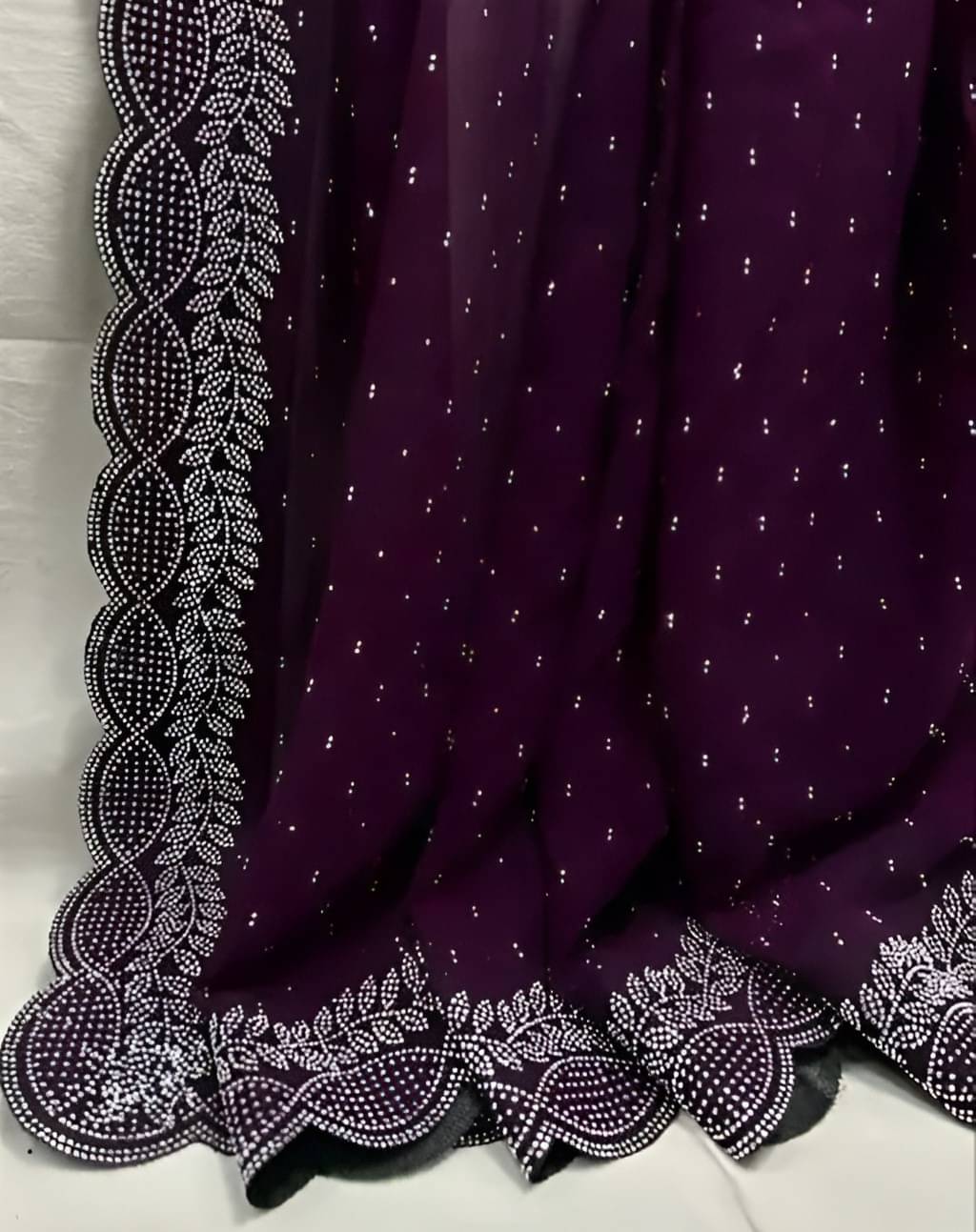 V FANCY Georgette Solid Saree With Stitched Blouse ( Purple ) V FANCY Georgette Solid Saree With Stitched Blouse ( Purple )