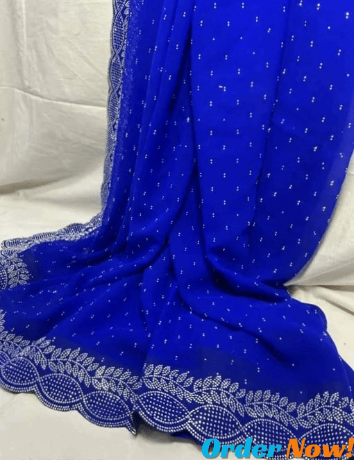 V FANCY Georgette Solid Saree With Stitched Blouse ( Rama ) V FANCY Georgette Solid Saree With Stitched Blouse ( Rama )