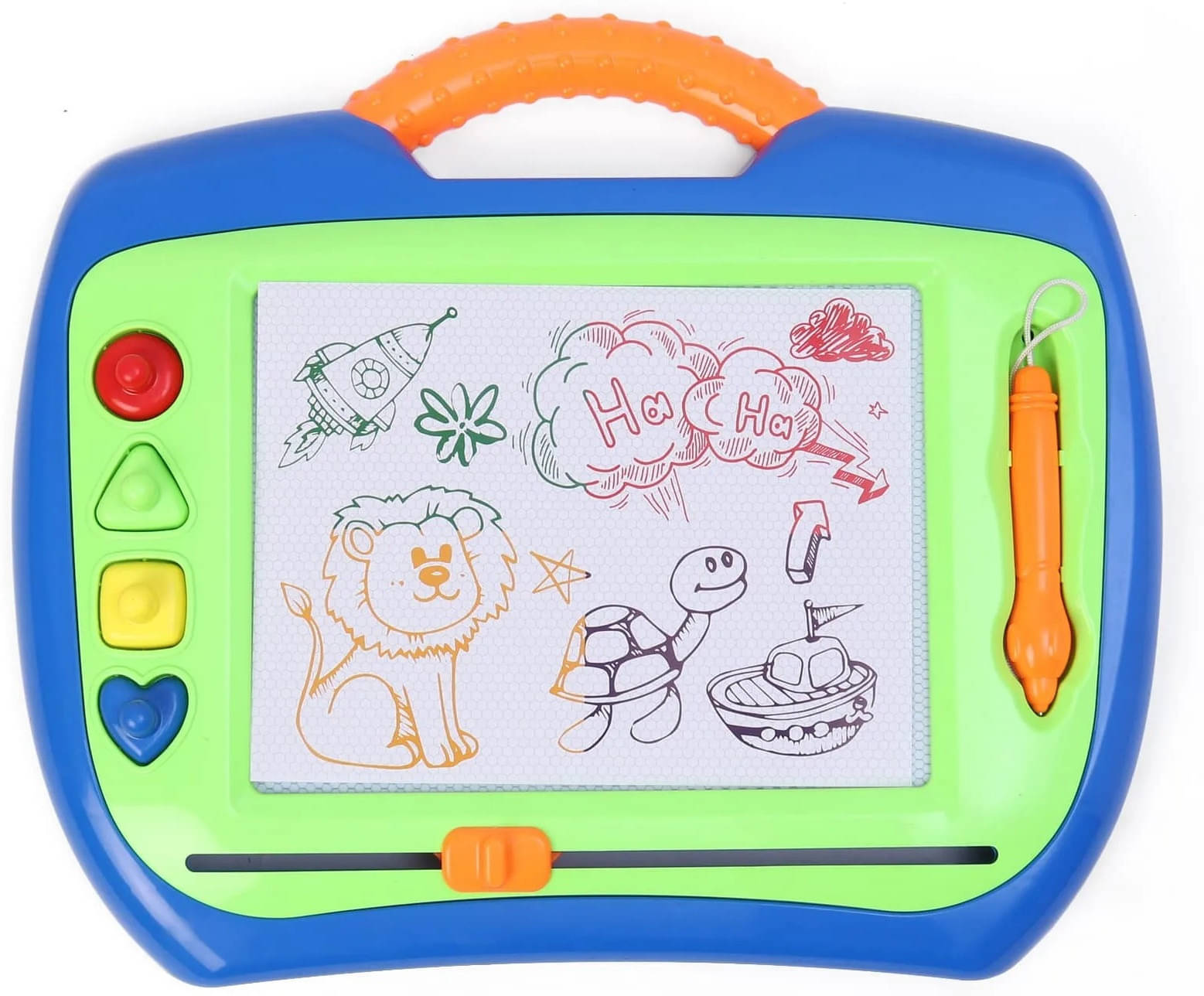     			YUIOP - 2 In 1 Magic Magnetic Slate With Shapes Stamps & Pen Erasable Doodle Pad Board