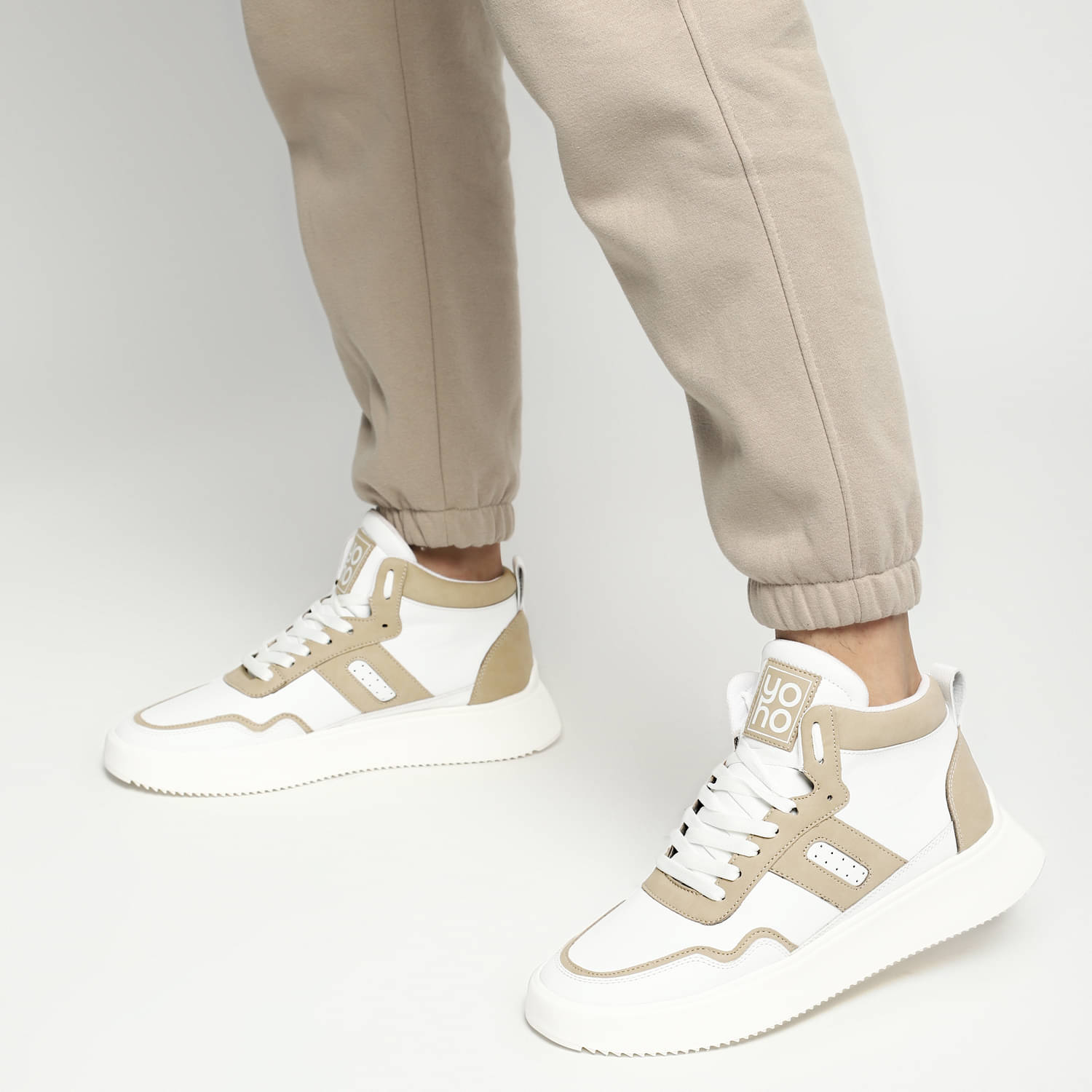     			Yoho High Ankle Sneakers Beige Men's Sneakers