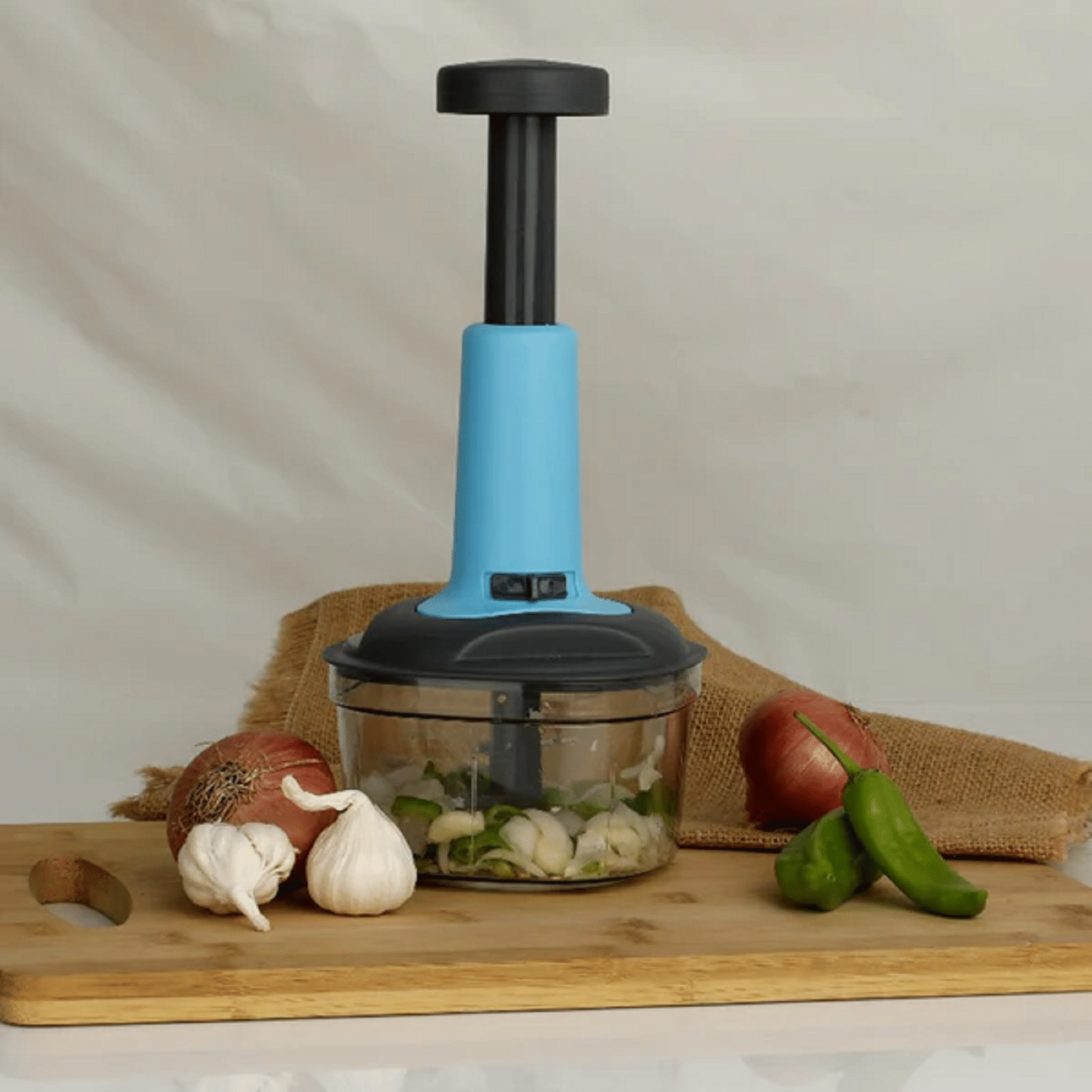     			650 ML Manual Push Chopper Effortless Chopping Vegetables & Fruits