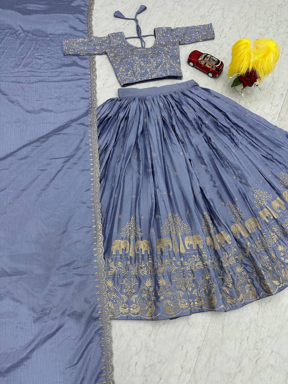     			Aika Turquoise Silk Blends Unstitched Semi Stitched Lehenga