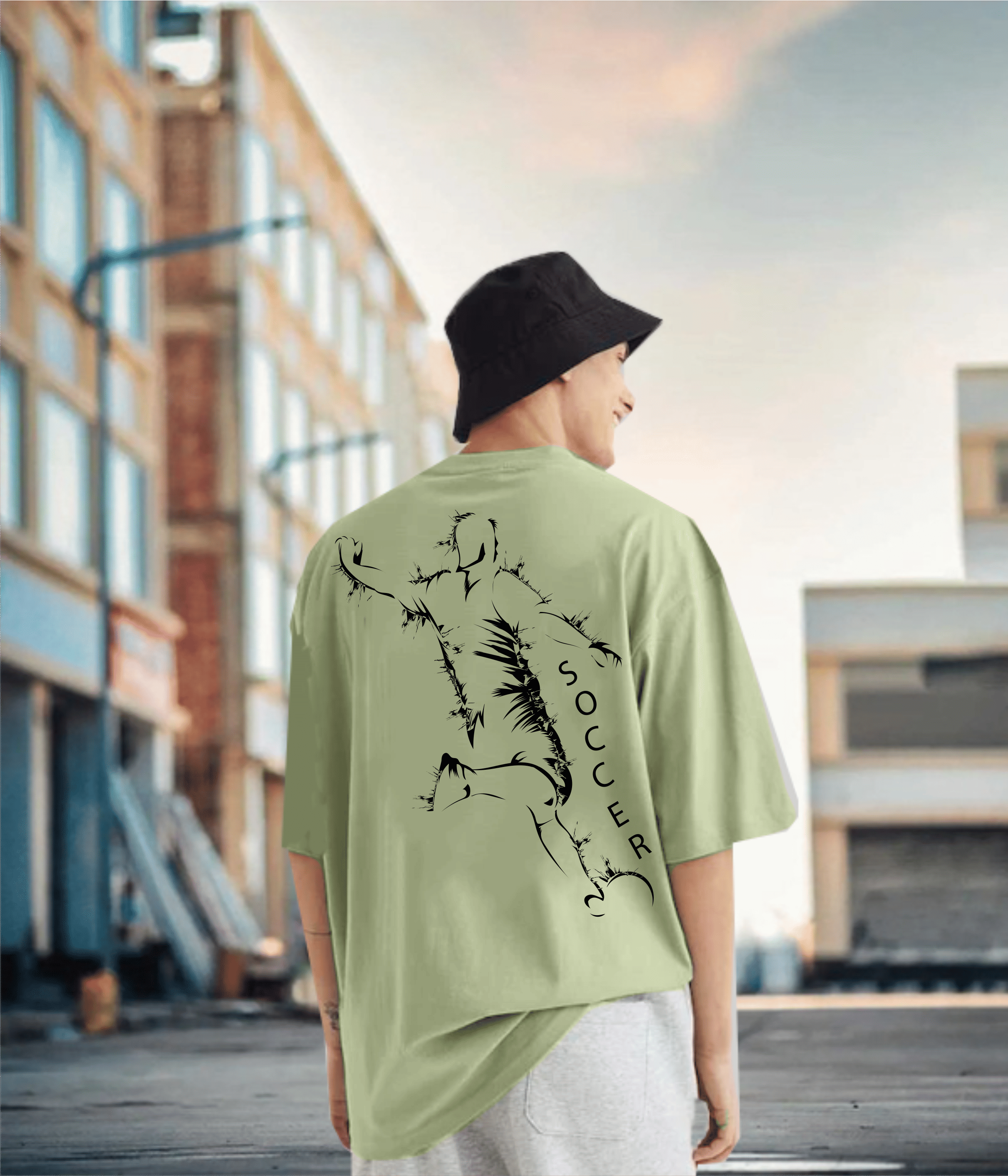     			BUKKL Men Cotton Oversized Fit Printed T-Shirt ( Green )