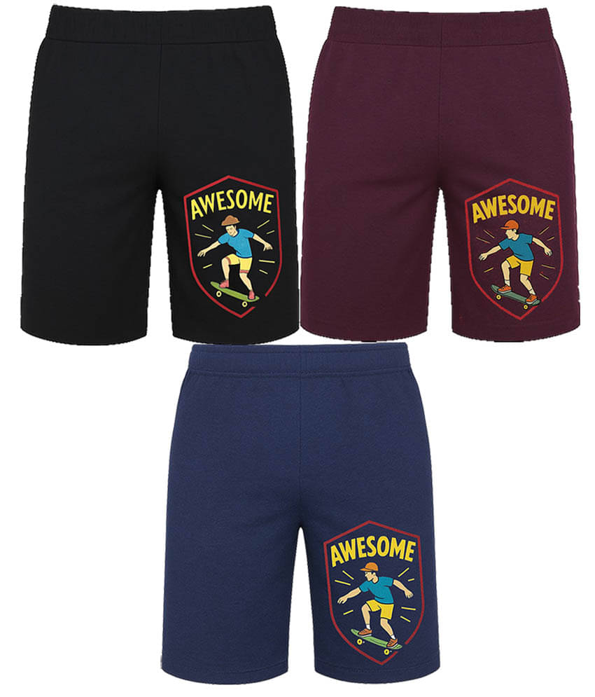    			CUTE TREND Pack of 3 Cotton Shorts For Boys ( Multicolor 3 )