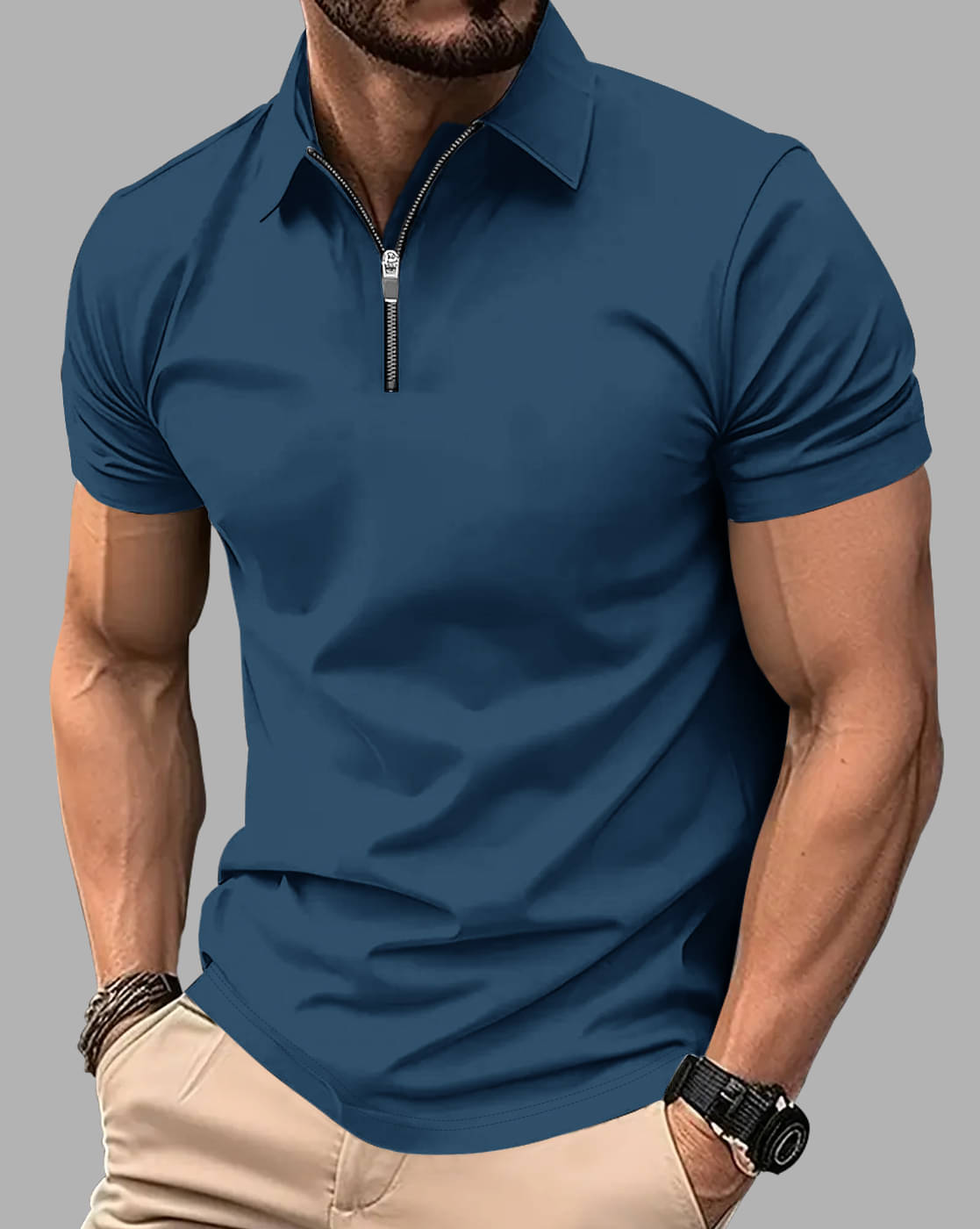     			Eyebogler Men Cotton Blend Regular Fit Solid Polo T Shirt ( Light Blue )