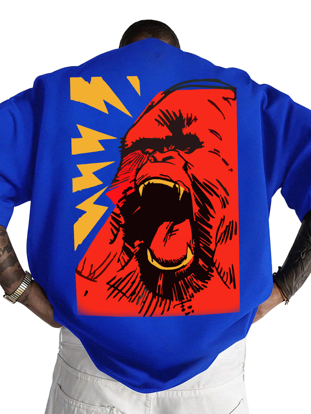 Leotude Men Cotton Blend Oversized Fit Printed T-Shirt ( Blue )