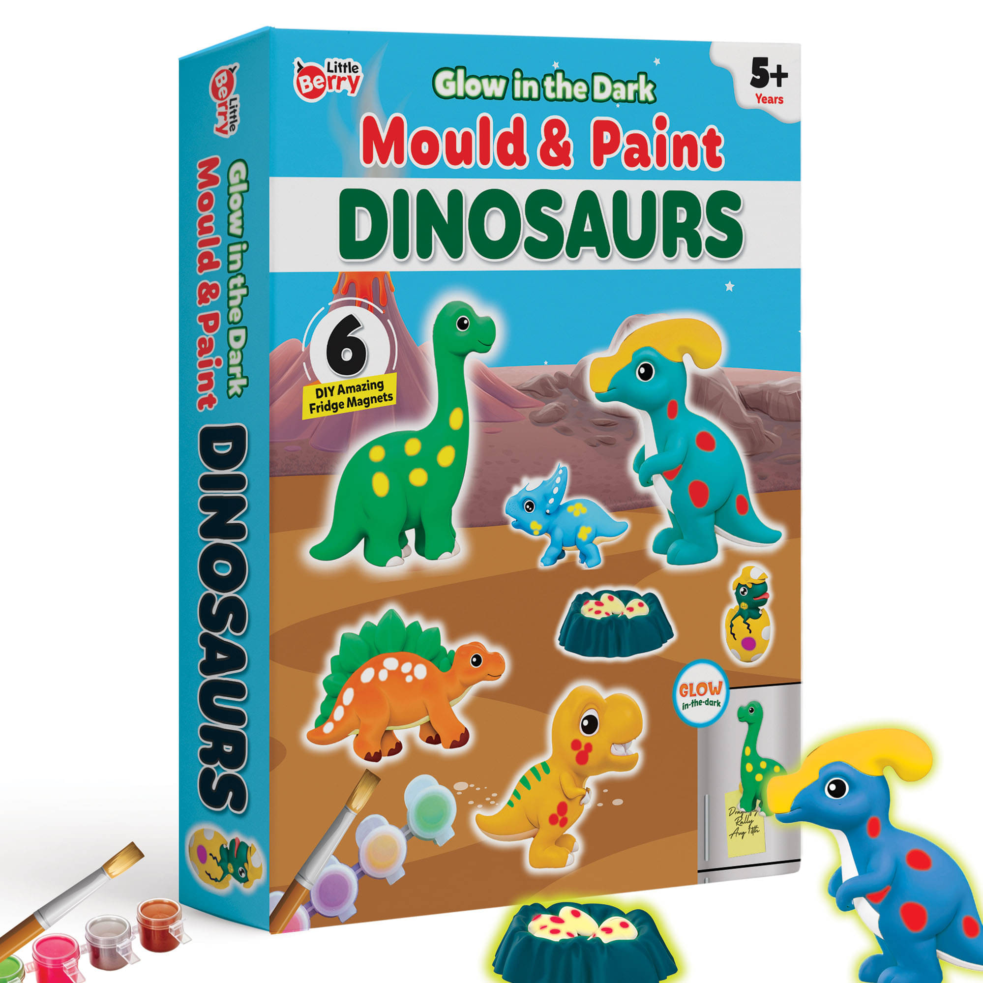 Little Berry DIY Mould and Paint Kit for Kids: Dinosaurs Craft Kit | Make 6 Glow in the Dark Fridge Magnets | Painting Art & Craft Set for Girls & Boys 3-10 Years | DIY Kit for Kids | Gifting Toys Little Berry DIY Mould and Paint Kit for Kids: Dinosaurs Craft Kit | Make 6 Glow in the Dark Fridge Magnets | Painting Art & Craft Set for Girls & Boys 3-10 Years | DIY Kit for Kids | Gifting Toys