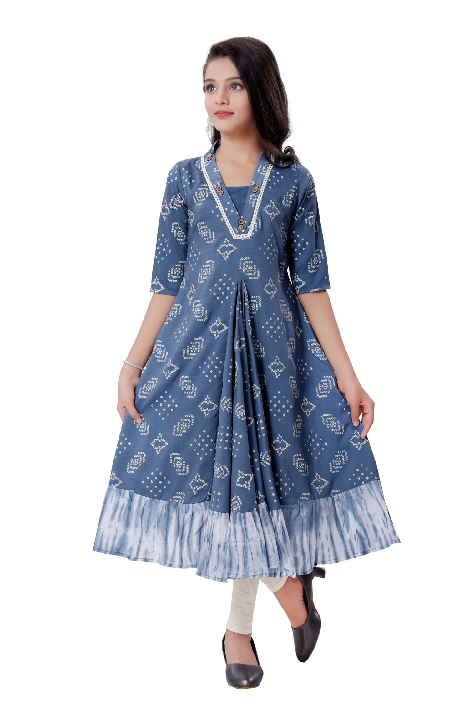     			MASTARANG Girls Chiffon Kurti with Legging ( Pack of 1 , Blue )
