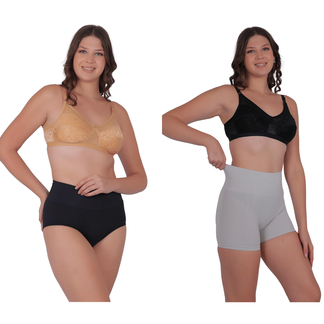     			Pia Trends Pack of 2 Cotton Blend Women's Tummy Tucker ( Black,Light Grey )