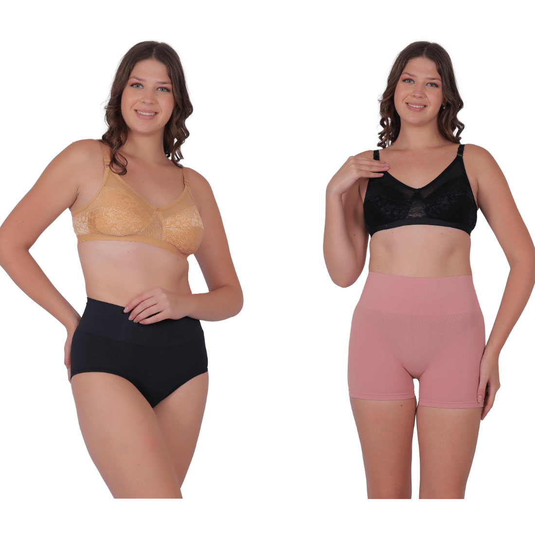 Pia Trends Pack of 2 Cotton Blend Women's Tummy Tucker ( Black,Peach ) Pia Trends Pack of 2 Cotton Blend Women's Tummy Tucker ( Black,Peach )