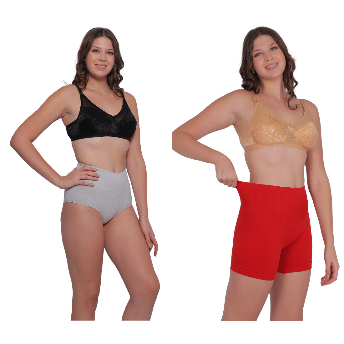     			Pia Trends Pack of 2 Cotton Blend Women's Shaper Brief ( Light Grey,Red )