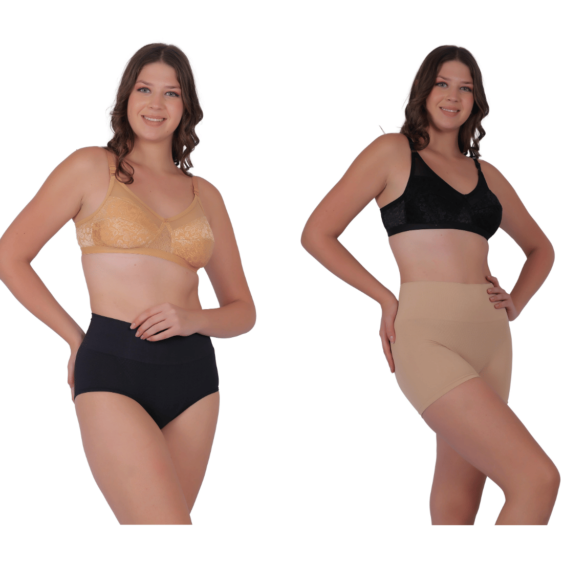     			Pia Trends Pack of 2 Cotton Blend Women's Tummy Tucker ( Black,Beige )