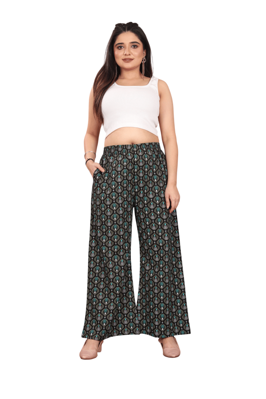     			PickALook Pack of 1 Rayon Straight Women's Palazzos ( Black )