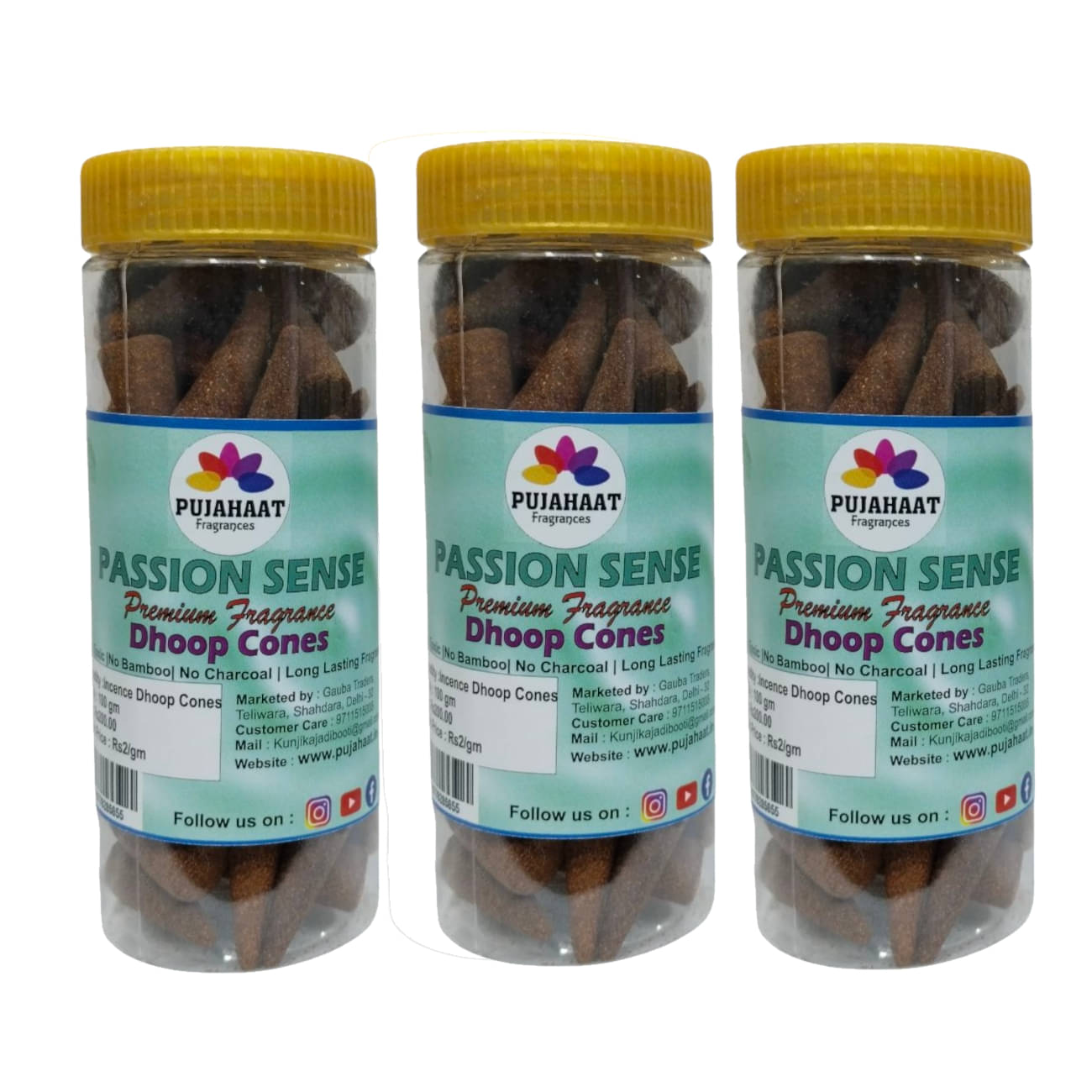     			Pujahaat Incense Dhoop Cone Nag Champa 300 gm ( Pack of 3 )
