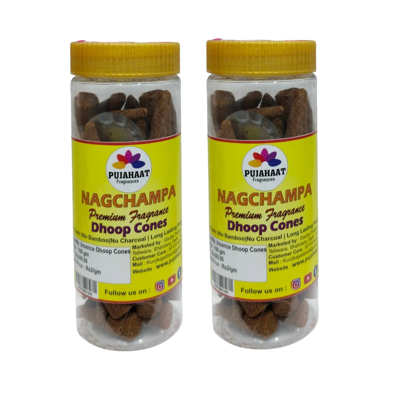     			Pujahaat Incense Dhoop Cone Nag Champa 200 gm ( Pack of 2 )