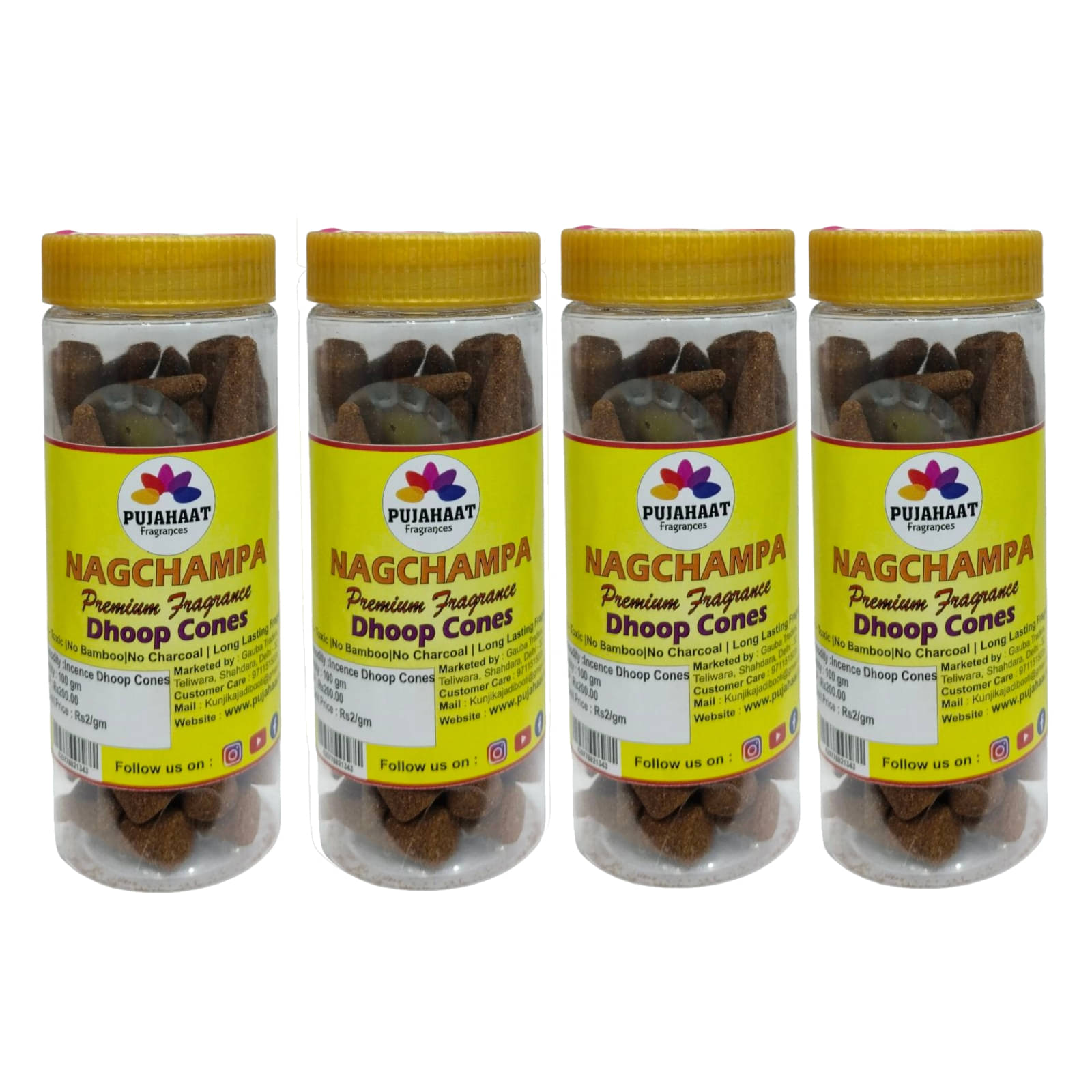     			Pujahaat Incense Dhoop Cone Nag Champa 400 gm ( Pack of 4 )