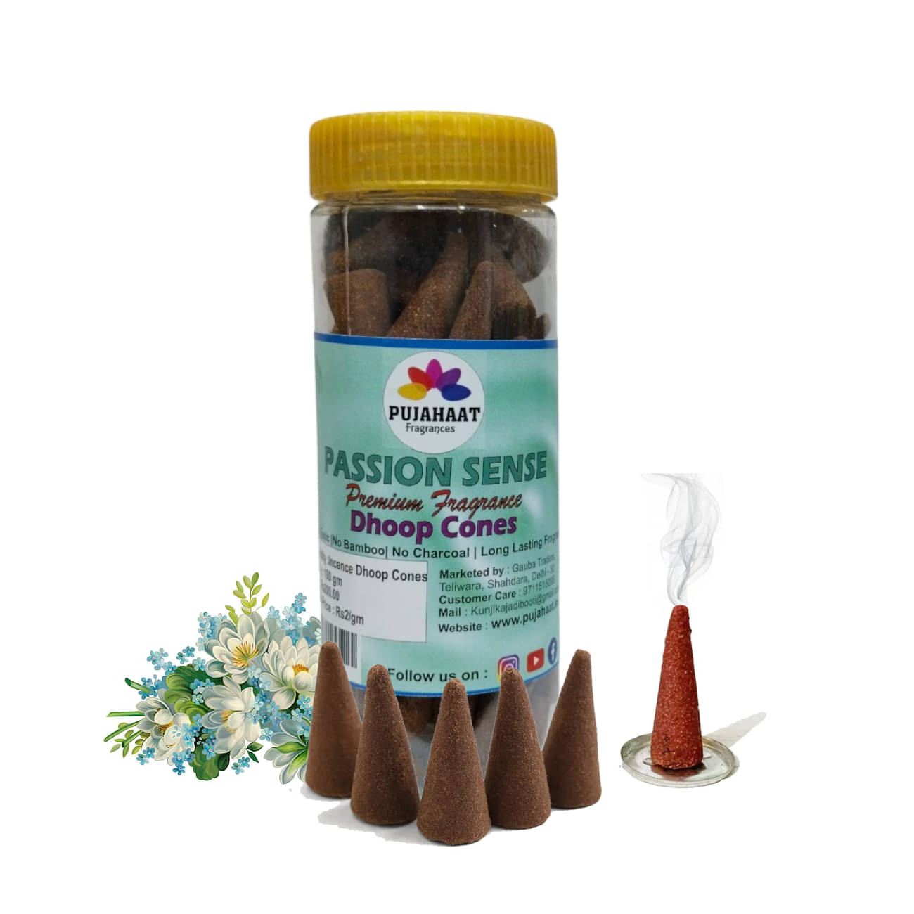     			Pujahaat Incense Dhoop Cone Perfumed Scented 100 gm ( Pack of 1 )