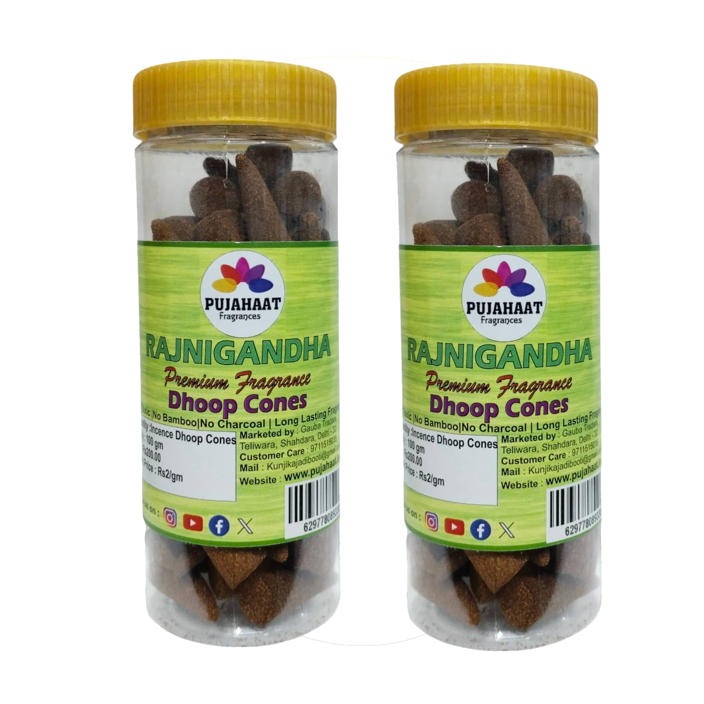     			Pujahaat Incense Dhoop Cone Rajnigandha 200 gm ( Pack of 2 )