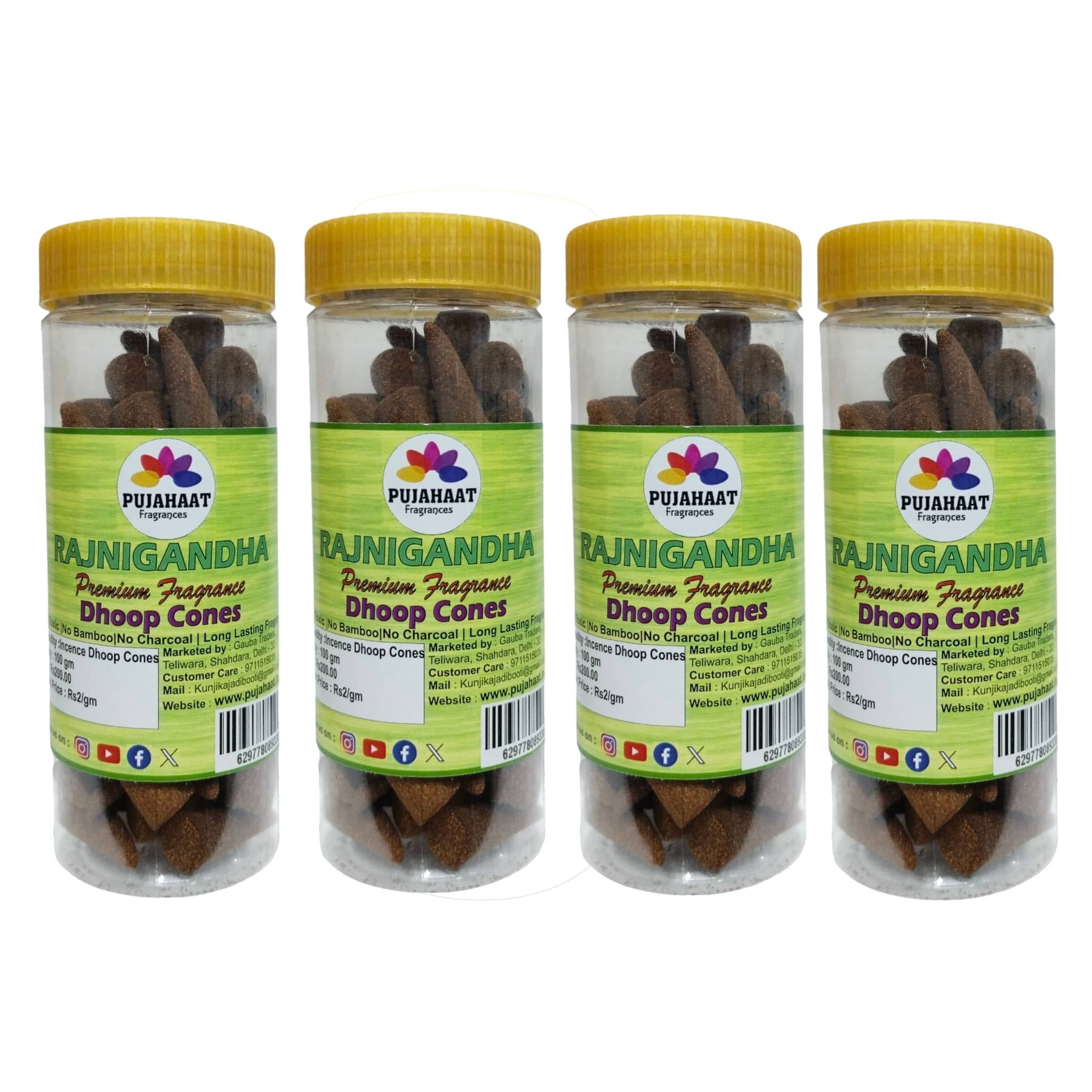    			Pujahaat Incense Dhoop Cone Rajnigandha 400 gm ( Pack of 4 )