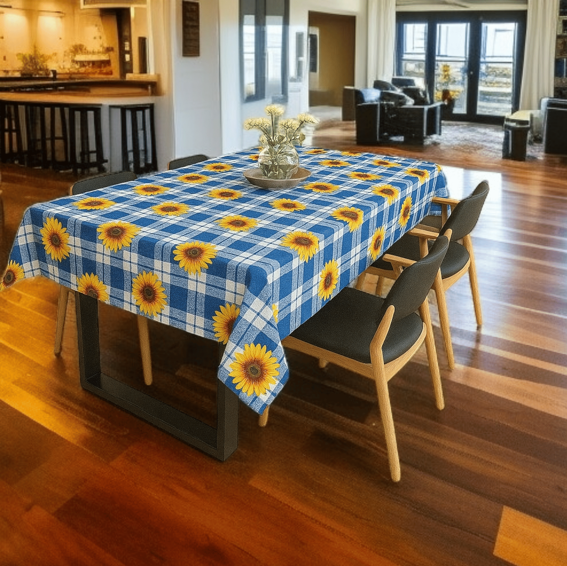     			ROYAL - NEST Printed Polyester 4 Seater Rectangle Table Cover ( 137 x 101 ) cm Pack of 1 Blue