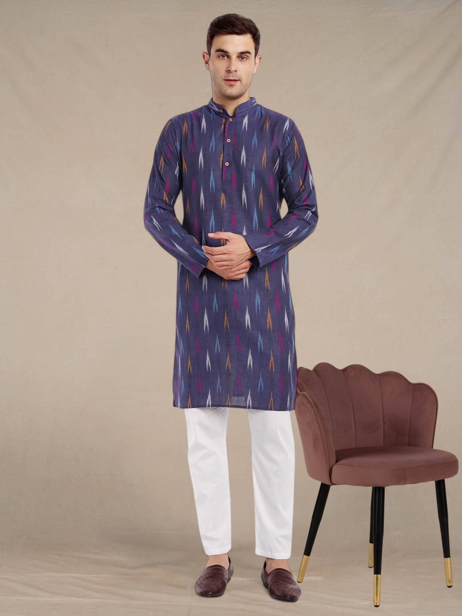 SKAVIJ Blue Cotton Regular Fit Men's Kurta Pyjama Set ( Pack of 1 )     			SKAVIJ Blue Cotton Regular Fit Men's Kurta Pyjama Set ( Pack of 1 )