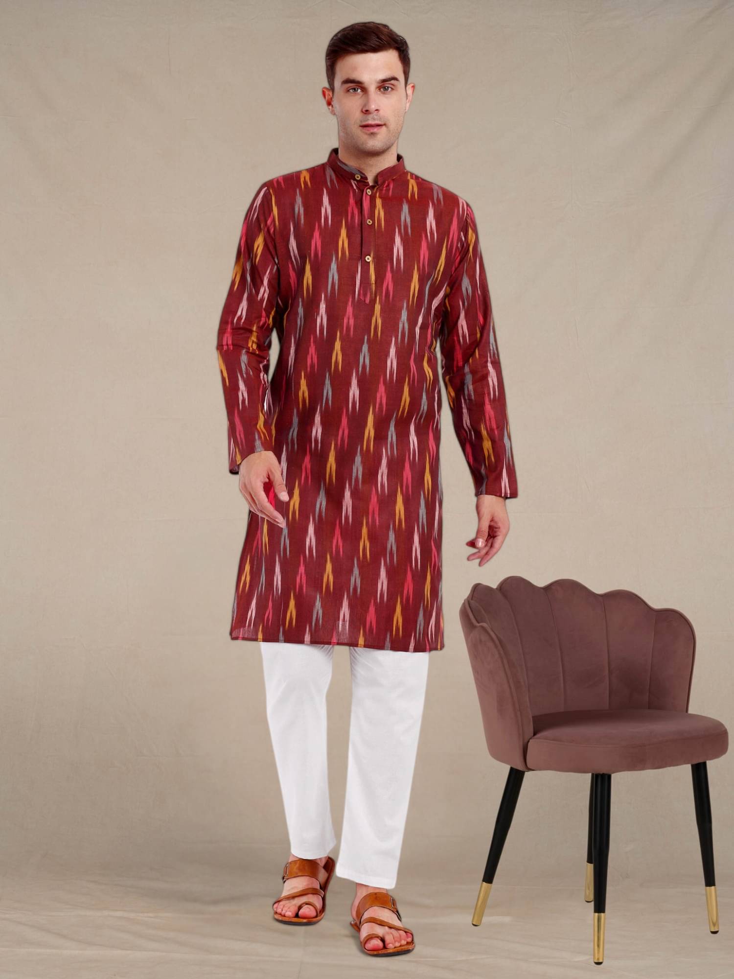 SKAVIJ Maroon Cotton Regular Fit Men's Kurta Pyjama Set ( Pack of 1 ) SKAVIJ Maroon Cotton Regular Fit Men's Kurta Pyjama Set ( Pack of 1 )