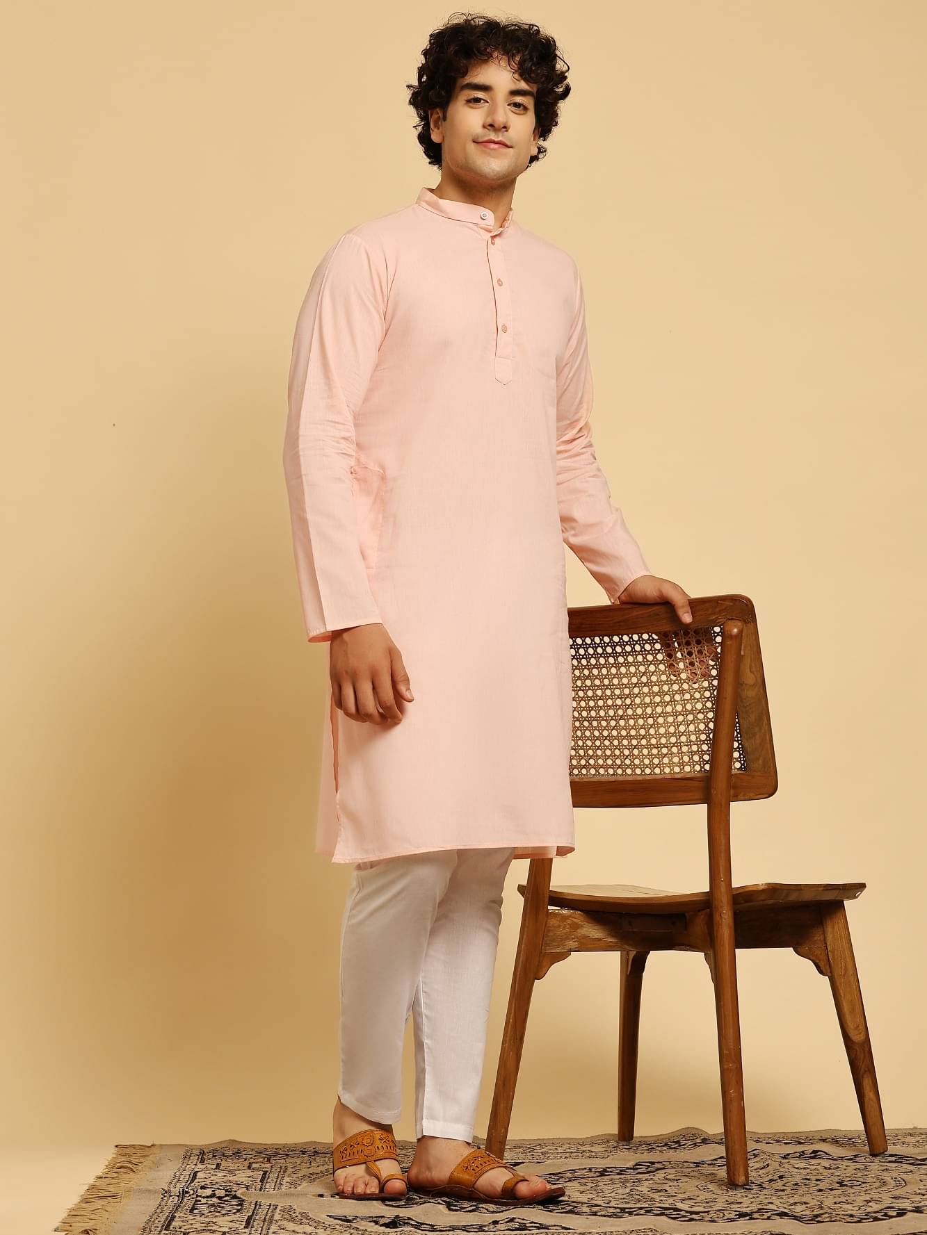 SKAVIJ Pink Cotton Regular Fit Men's Kurta Pyjama Set ( Pack of 1 ) SKAVIJ Pink Cotton Regular Fit Men's Kurta Pyjama Set ( Pack of 1 )