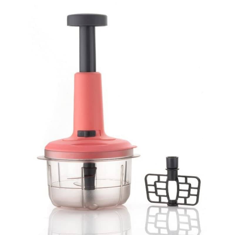     			Swaraa Kitchenware 2 in 1 Push Chopper Push and Chop Chopper Vegetable and Fruit Cutter Chopper with Easy Push and Close Button 800 ml |light Pink