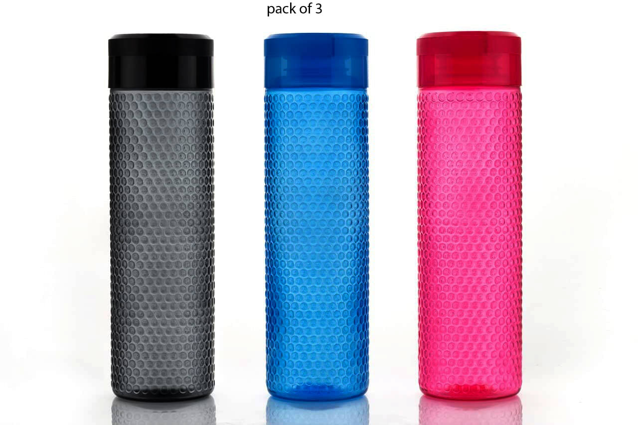 Swaraa Kitchenware Multicolor Plastic Water Bottle 1000 mL ( Set of 3 ) Swaraa Kitchenware Multicolor Plastic Water Bottle 1000 mL ( Set of 3 )