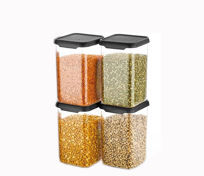 Swaraa Kitchenware Plastic Black Multi-Purpose Container ( set of 4 ) Swaraa Kitchenware Plastic Black Multi-Purpose Container ( set of 4 )