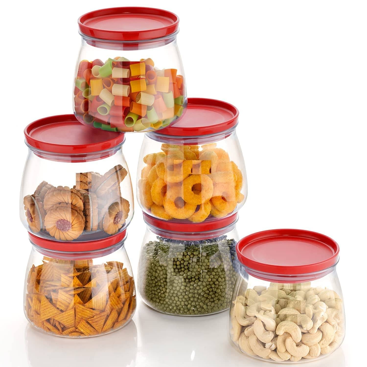    			Swaraa Kitchenware Plastic Red Cookie Container ( set of 6 )