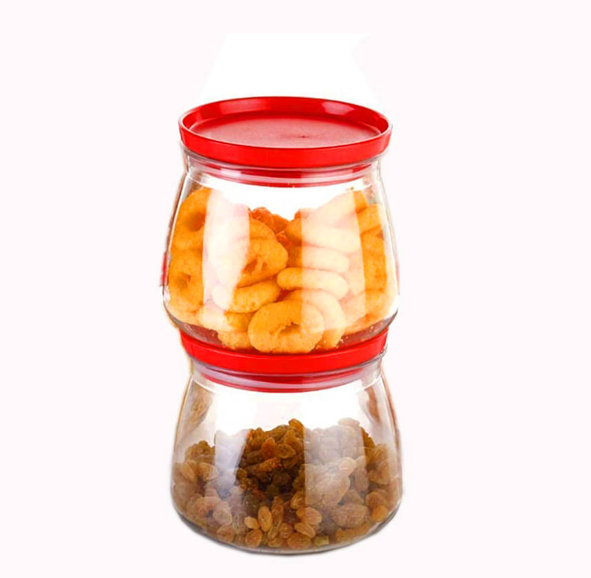     			Swaraa Kitchenware Plastic Red Cookie Container ( set of 2 )