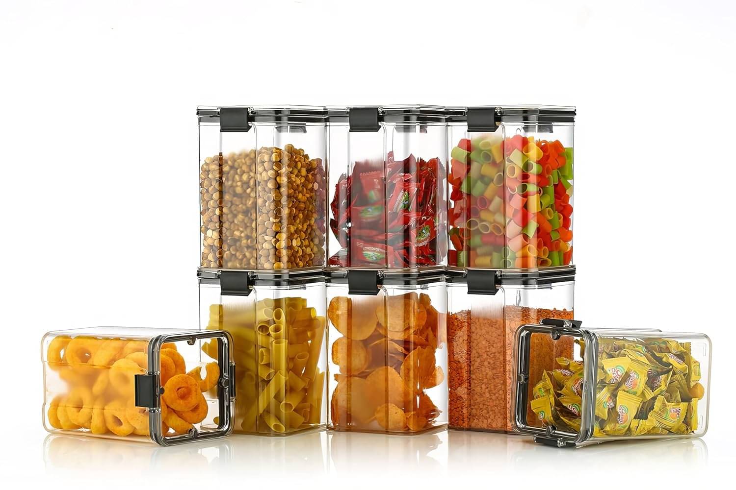     			Swaraa Kitchenware Plastic White Dal Container ( set of 8 )