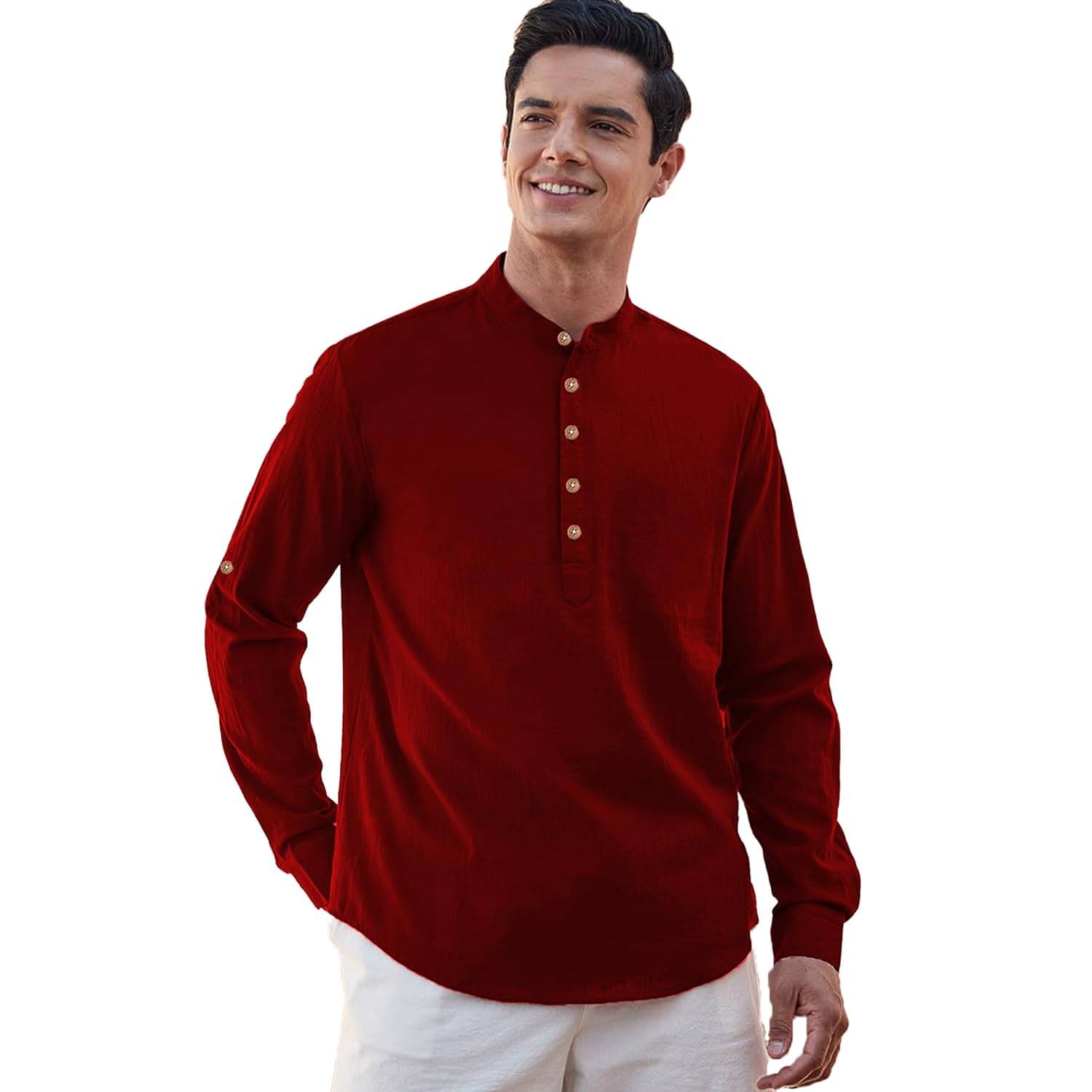     			VIMASUTI Maroon Cotton Men's Shirt Style Kurta ( Pack of 1 )