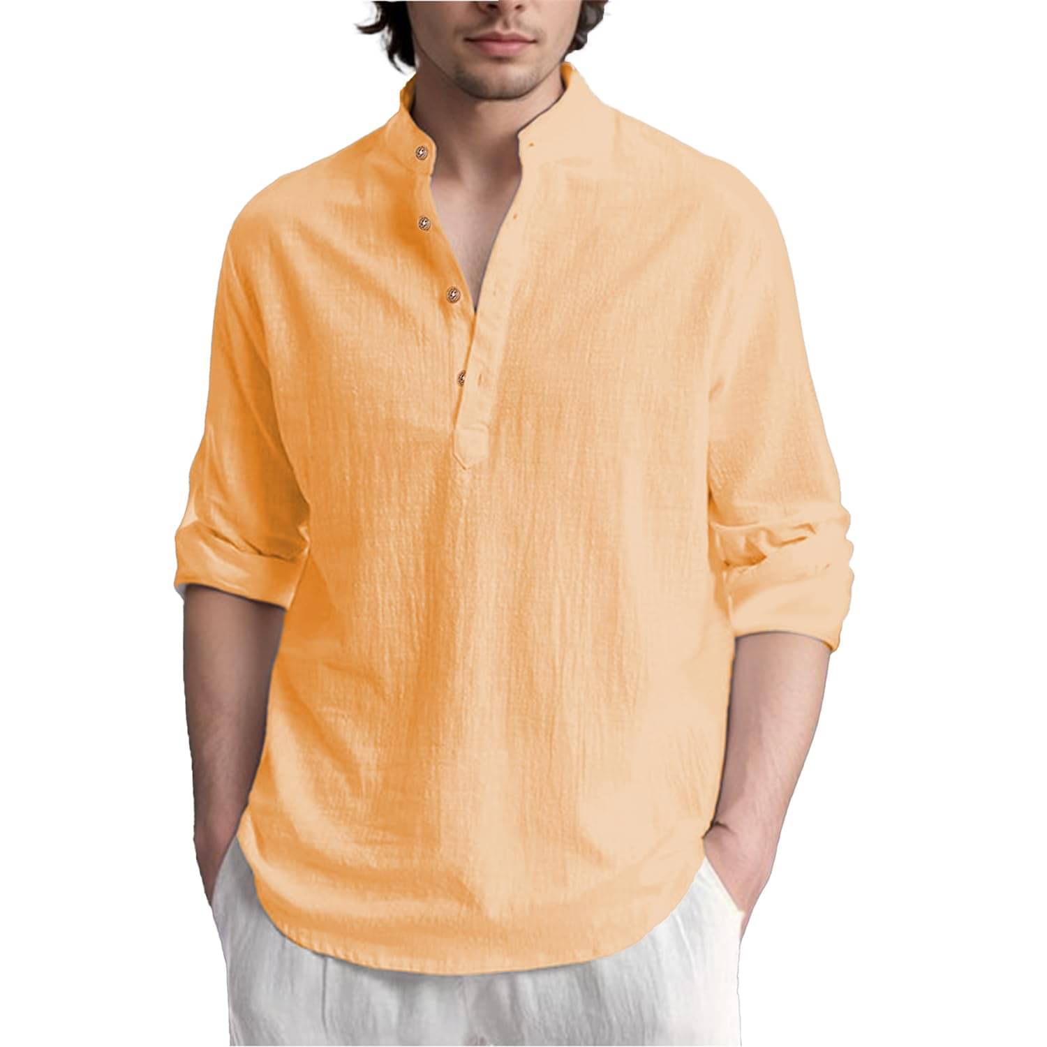 VIMASUTI Orange Cotton Men's Shirt Style Kurta ( Pack of 1 ) VIMASUTI Orange Cotton Men's Shirt Style Kurta ( Pack of 1 )